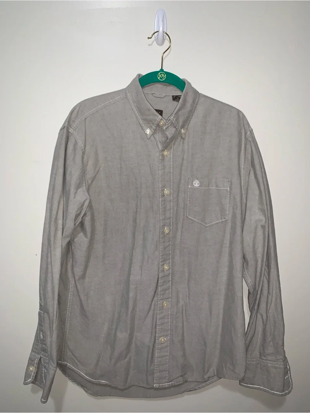 Timberland Men's Gray Button-Down Long Sleeve Shirt